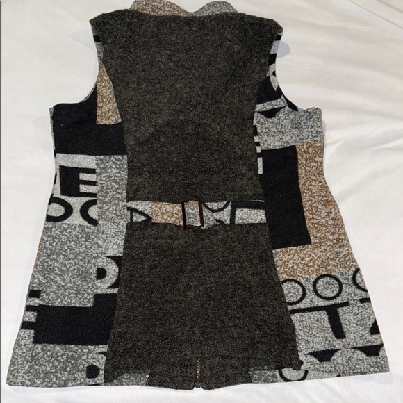 Cativa Vest Double Breasted Double Zipper Hooded Black Gray Brown Women's Sz L - Picture 14 of 16